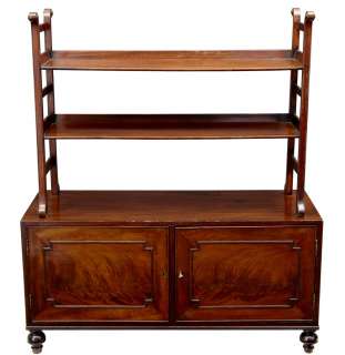 VICTORIAN ANTIQUE MAHOGANY CUPBOARD WITH SHELVES  