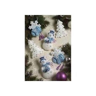   Snowman Felt Applique Ornament Kit, 5 Inch by 4 Inch, Set of 6