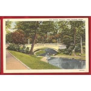  Postcard Vintage Arch Bridge Deerings Oaks Portland Maine 
