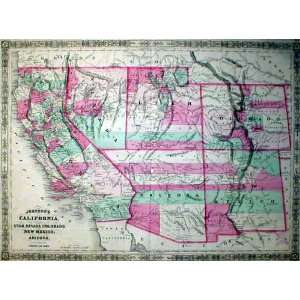   Map of California Utah, Nevada, Colorado, New Mexico, and Arizona