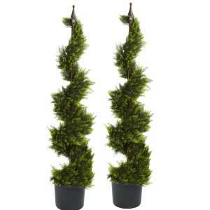 NEW TWO 4 SPIRAL INDOOR OUTDOOR ARTIFICIAL TOPIARY FAKE TREES  