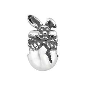 Bacio Italian Silver Bead Silver Artisan Jack Rabbit Charm. Compatible 