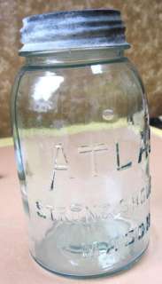 Vintage ATLAS Canning JAR,Strong Shoulder Mason,Aqua,QT  