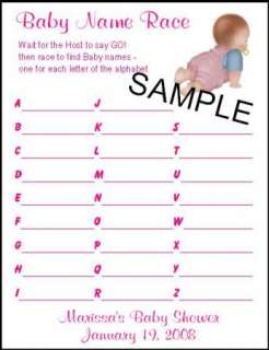 Personalized BABY NAME RACE Baby Shower Game  