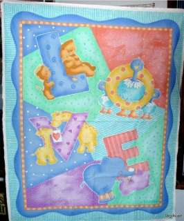 Baby Love Quilt/Wall panel fabric Giraffe Elephant Lion  