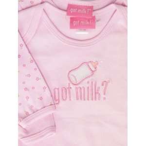  GOT MILK Baby Girl Pink 2 Piece Cotton Bodysuit Set with Bottle 