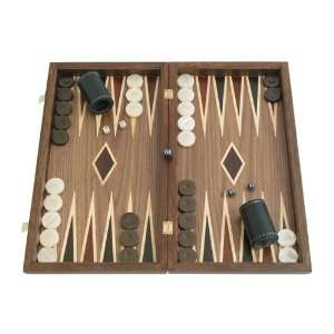  Greek Walnut Backgammon Set with Double Inlays   19 Large 