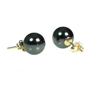   Black Diamond Hematite Ball Stud Post Earrings Katreece Jewelry
