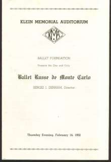 Ballet Russe de Monte Carlo prgm 1952 Dufy cover  