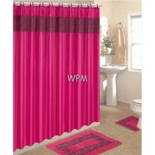 pc BATHROOM rugs set pink leopard bath rug fabric shower curtain 