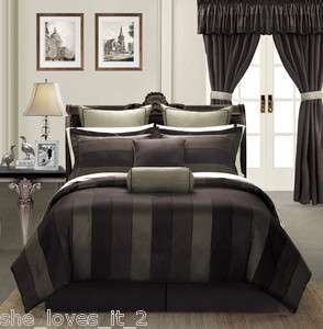 MIDNIGHT 24 PC COMFORTER BEDDING ROOM BED in a BAG SET CHENILLE BLACK 