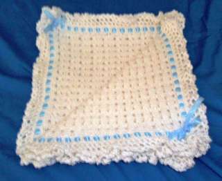 Hand Made Crochet Baby White ClusteBlanket Afghan New  