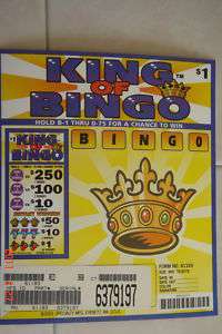 BINGO PULL TABS  King of Bingo   $1.00   5W Seal Card  
