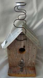 NEW BIRD HOUSE MADE WITH UPCYCLED SPOON, SPRING, WOOD, TIN CUTE 