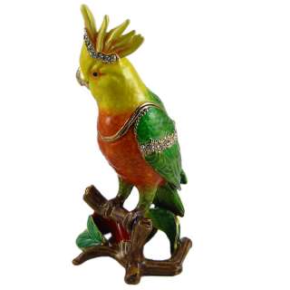 Sunflower Parrot Trinket Box Bejeweled Colorful bird  