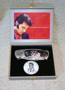 Elvis Presley 4 Lock Blade Commerative Knife & Button  