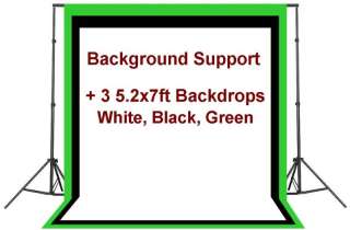 White Black Green Backdrops + Background Suppport Stand  