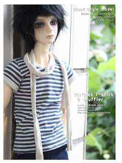 Stripes T shirt & muffler (black,blue)BJD 70cm,SD13,msd,superdoll 