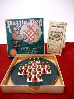 VINTAGE PUZZLE PEG BOARD GAME IN BOX 1922  
