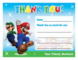 Setof10 Super Mario Bros. Personalized Thank You Cards  