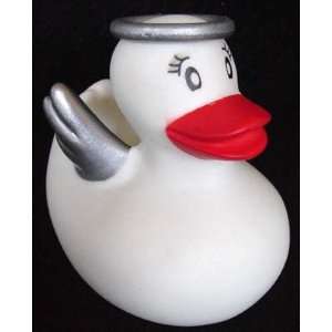  Angel Rubber Ducky, White with Silver Wings Beauty