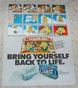 1979 Coast deodorant Soap  School Bus driver artwork AD  