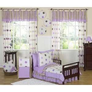  Purple and Brown Modern Polka Dots Toddler Bedding 5 pc set Baby