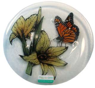 Butterfly Garden 8 Glass Fusion Plate by Peggy Karr  