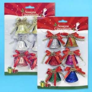  Bells 6 Piece 1.5H w/Christmas Sign Glittered Case Pack 