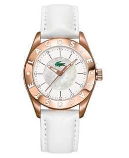 Lacoste Watch, Womens Biarritz White Leather Strap 2000534   White 