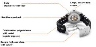   Mechanical Skeleton Dial Black Polyurethane Watch Invicta Watches