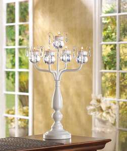   of 4 White Iron Tabletop Tealight Candelabras Candle Holders  