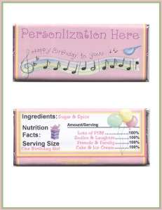 Personalized Birthday Girls Pink Candy Bar Wrapper  