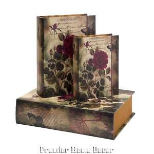 Old World French St/3 Floral Canvas Book Boxes  