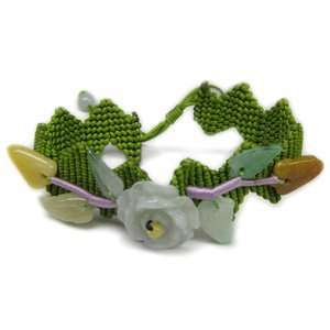  The Jade Flower and Macrame Bracelet 