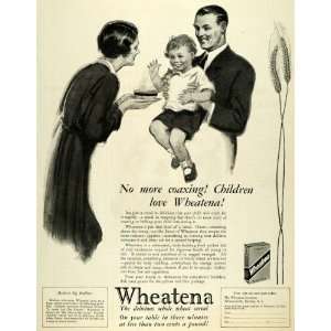 1926 Ad Wheatena Breakfast Cereal Child Mother Father   Original Print 