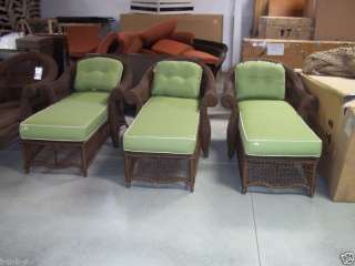   Charleston Wicker Outdoor Chaise Lounge Chair with Cushion Green $1700