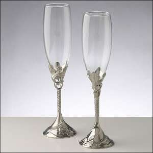  Wedding Toasting Flutes Silver Twist Wedding Champagne Glasses  