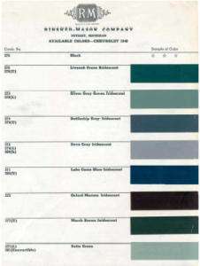 1948 CHEVY PAINT COLOR SAMPLE CHIPS CARD OEM COLORS  