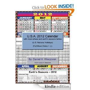 2012 U.S.A. Calendar With Moon Phase Table (Italian Edition) Daniel H 