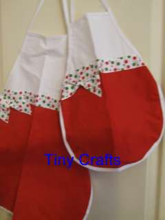 Personalized Childs Apron   Christmas Dot Ribbon/Red lower apron 
