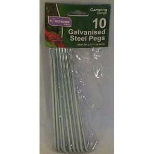   10 Galvanised Steel Pegs, Camping, Awnings, Tents 