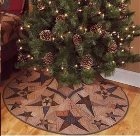  STAR QUILTED TEA DYE CHRISTMAS TREE SKIRT 48   COTTON   CHOICES QUILT
