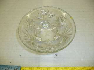 Vintage Clear Glass Dish Bowl cherry leaf pattern ? old  