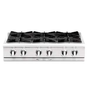 com Capital CGRT362B2 36 Four Open Burners Gas Rangetop with 12 BBQ 