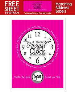 AROUND THE CLOCK Bridal Shower Party Favor INVITATION  