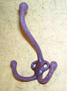 Antique CAST IRON coat HOOKS   3 ARM   for door, entryway   MANY AVAIL 