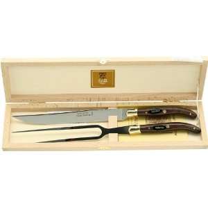  Dozorme Set of Laguiole 2 Piece Carving Set with Bee Vallernia Wood 