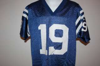   Johnny UNITAS #19 Colts YOUTH Large L Blue Throwback Jersey YSS  