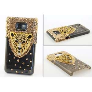 3D Leopard Gold Rhinestone Hard Skin Case Cover for Samsung Galaxy S2 